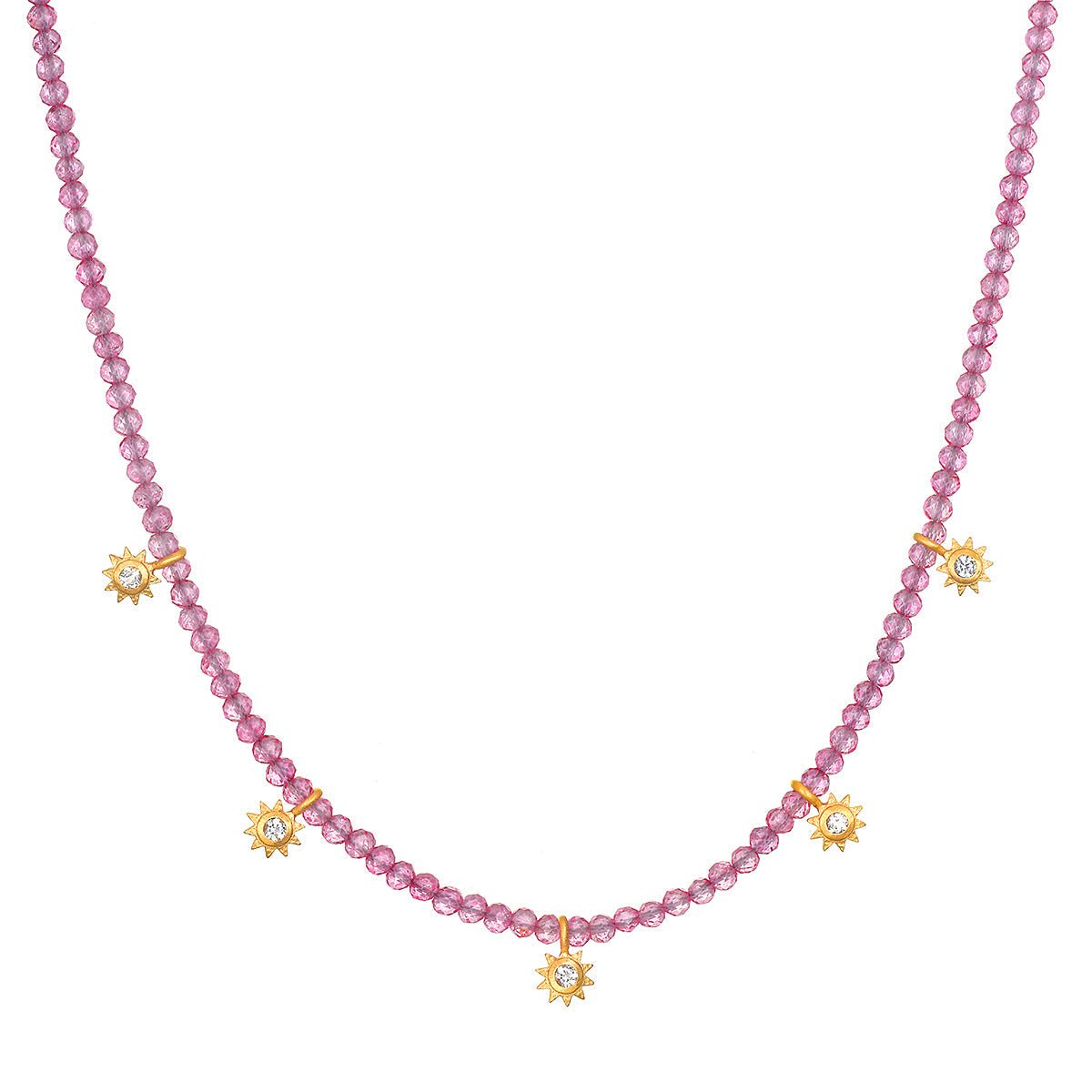Satya Jewelry Kette Glimmer of Love Pink Topaz Choker, vergoldet