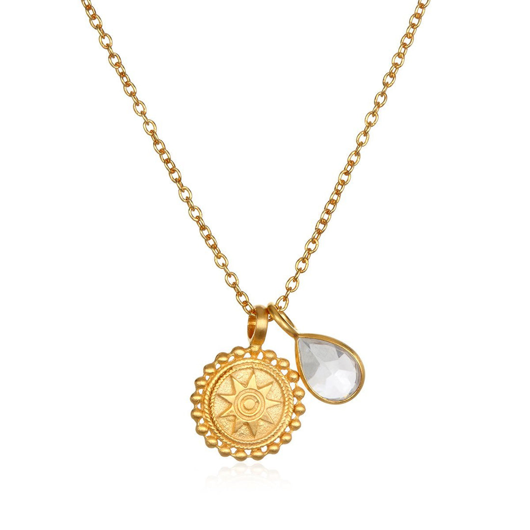 Satya Jewelry Kette Mandala Birthstone April, vergoldet