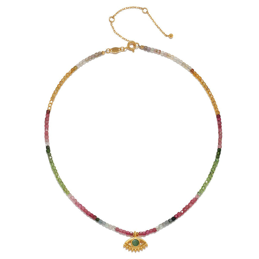 Satya Jewelry Kette Peaceful Vision Evil Eye Tourmaline Choker, vergoldet