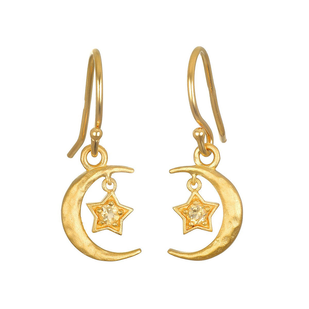 Satya Jewelry Ohrringe Dual Guides Moon Citrine, vergoldet