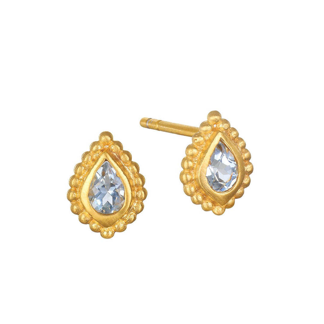 Satya Jewelry Ohrstecker Commune with Love Blue Topaz Stud, vergoldet