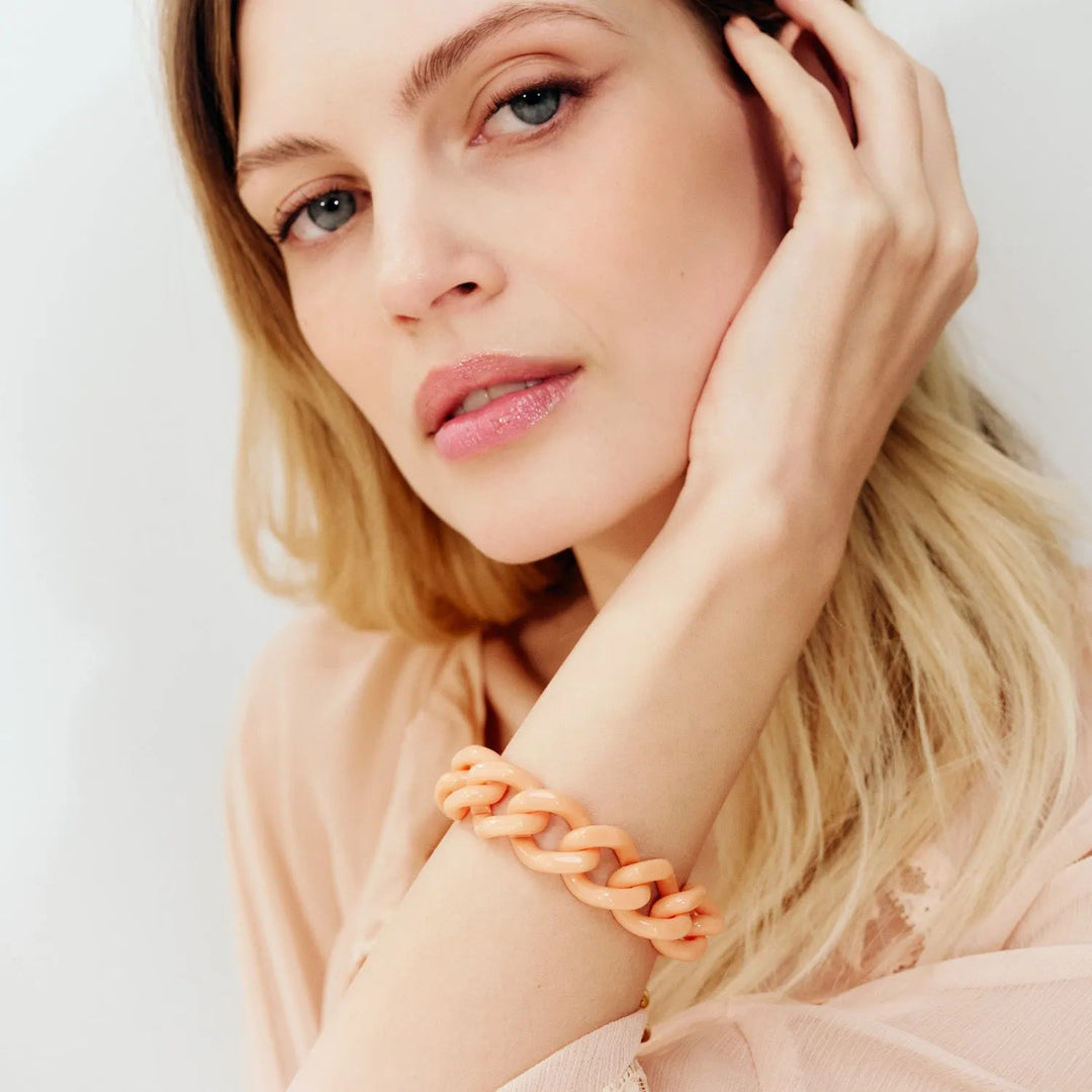 Vanessa Baroni Armband Mini Flat Chain, peach, vergoldet