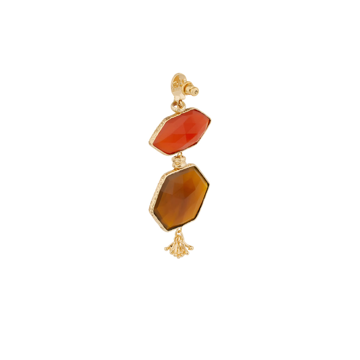 Gas Bijoux Ohrringe Silenza, Red & Yellow Calcite, vergoldet