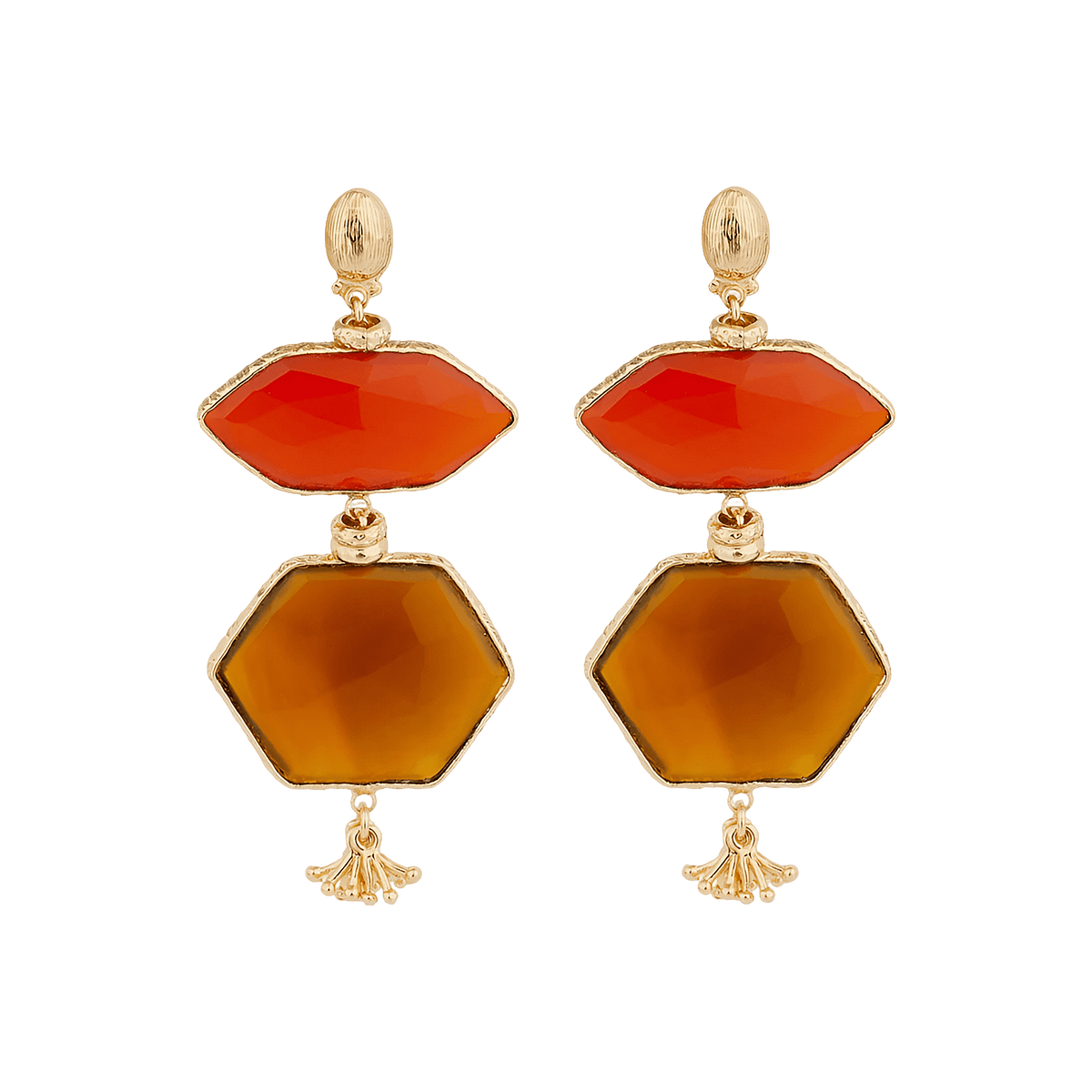 Gas Bijoux Ohrringe Silenza, Red & Yellow Calcite, vergoldet