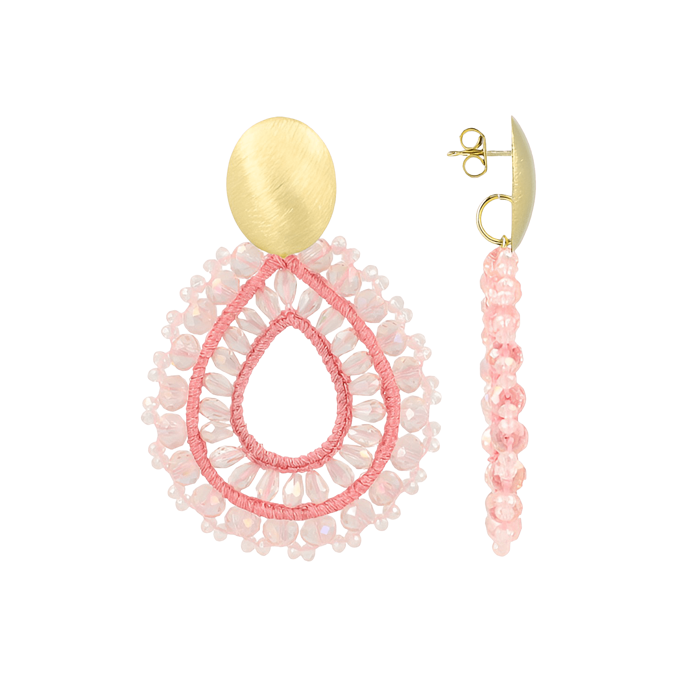LOTT.gioielli Ohrringe Open Drop Irregular, fondant pink, S, vergoldet