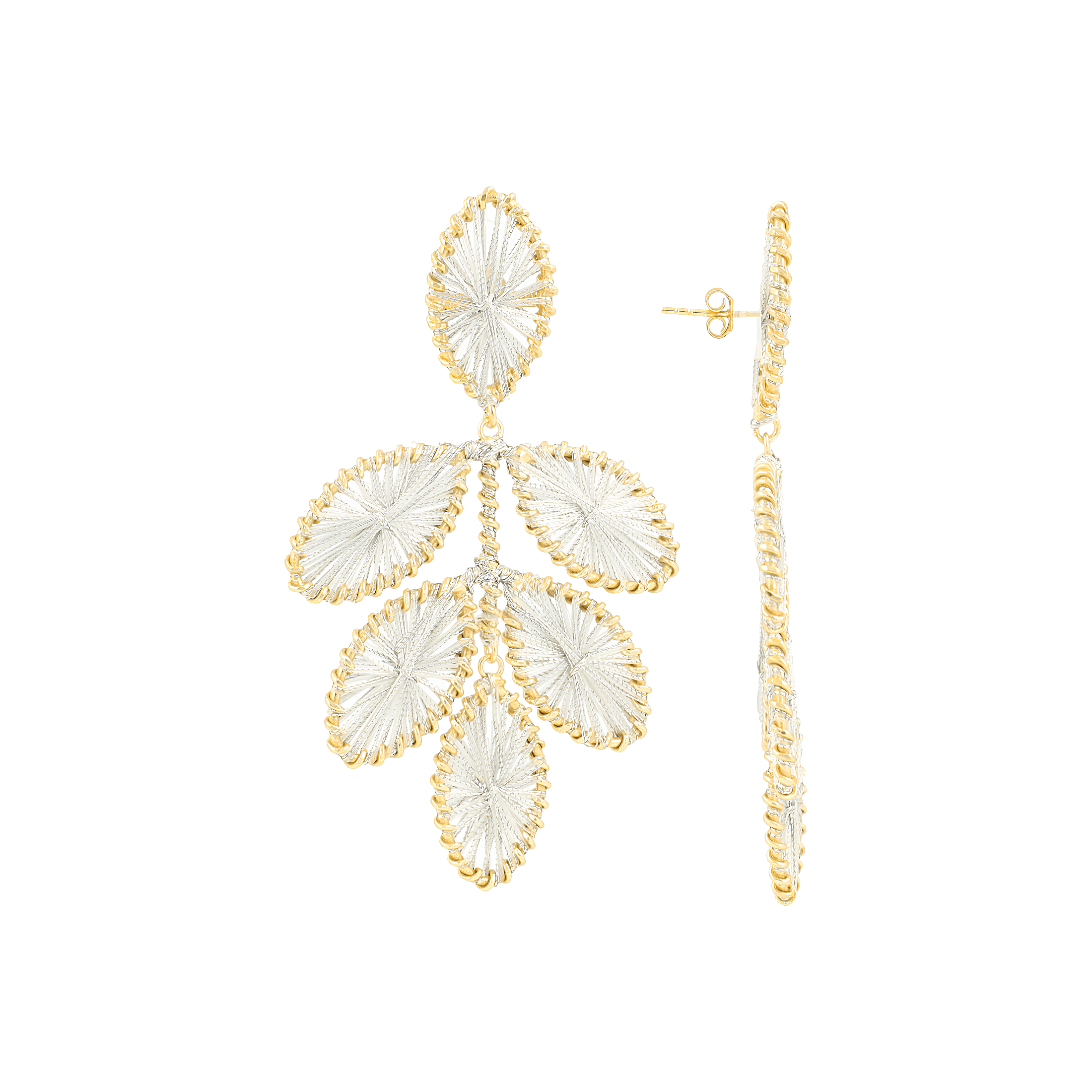 LOTT.gioielli Ohrringe Beatrice, Flower Leaf, silver grey,  L, vergoldet