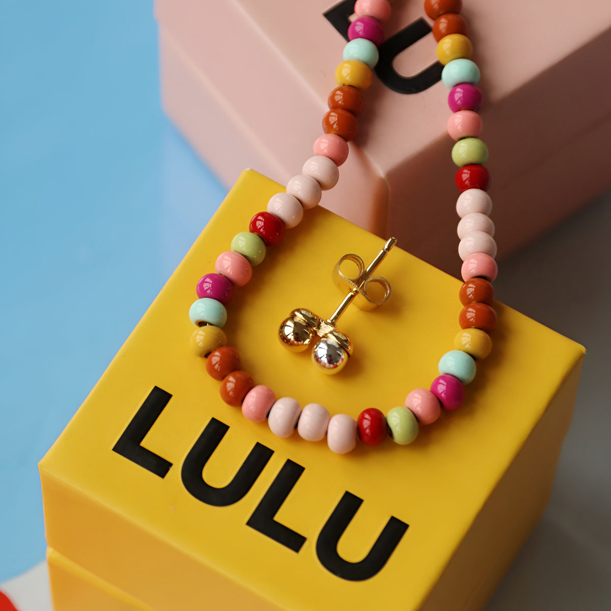 Lulu Copenhagen Ohrstecker Double Color Ball, vergoldet/versilbert