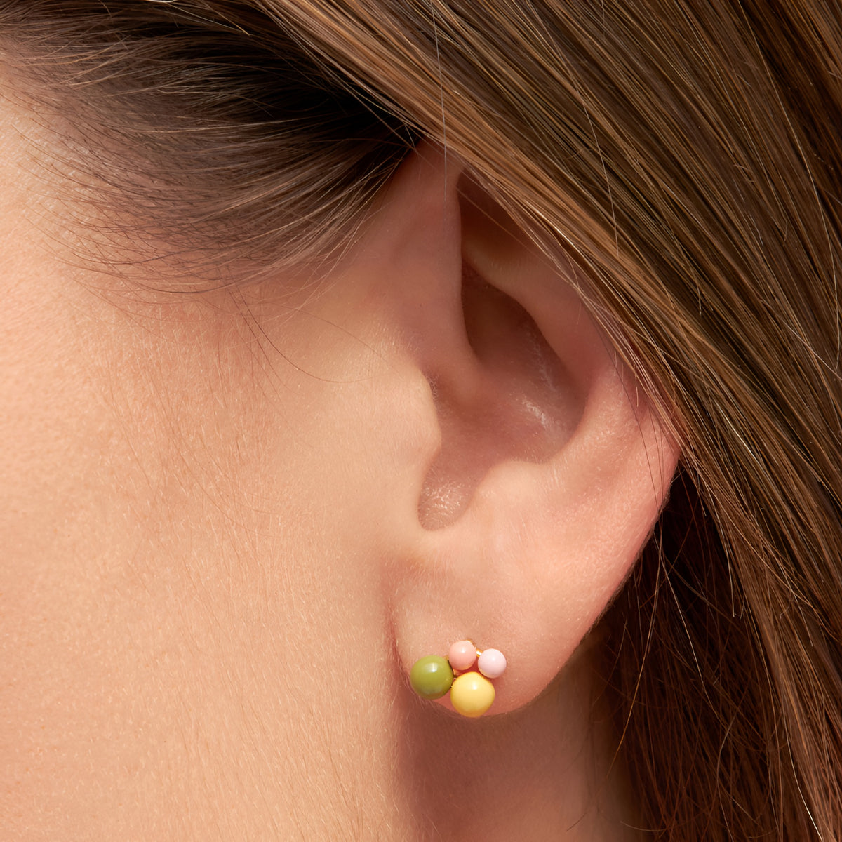 Lulu Copenhagen Ohrstecker Bouquet Green Yellow, vergoldet