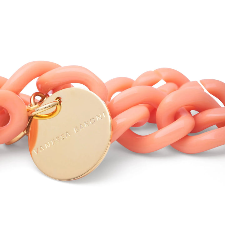 Vanessa Baroni Armband Mini Flat Chain, peach, vergoldet