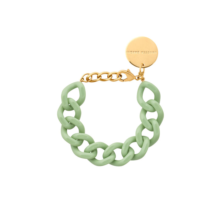 Vanessa Baroni Armband Mini Flat Chain, pistachio, vergoldet