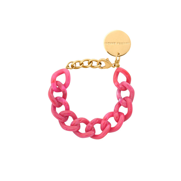 Vanessa Baroni Armband Mini Flat Chain, raspberry marble, vergoldet