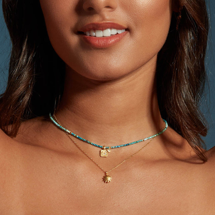 Satya Jewelry Kette Astral Beauty Turquoise Celestial, vergoldet