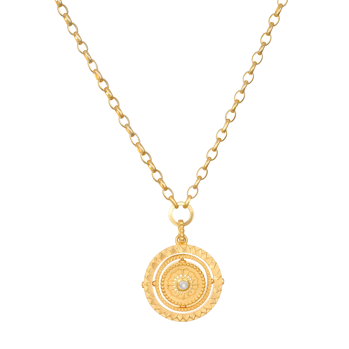 Satya Jewelry Kette Infinite Devotion White Topaz Spinner Mandala, vergoldet