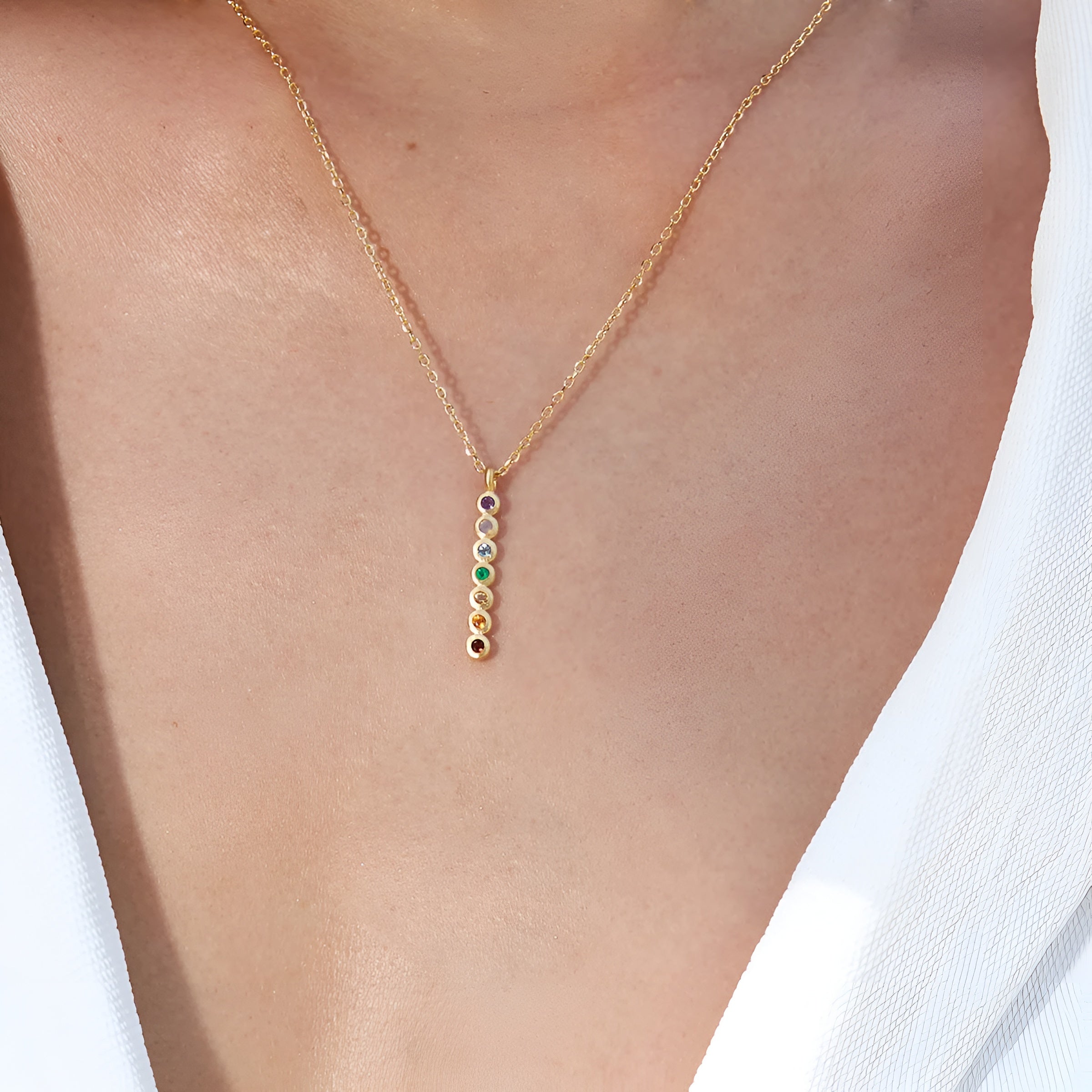 Satya Jewelry Kette Divine Alignment Gemstone Chakra, vergoldet