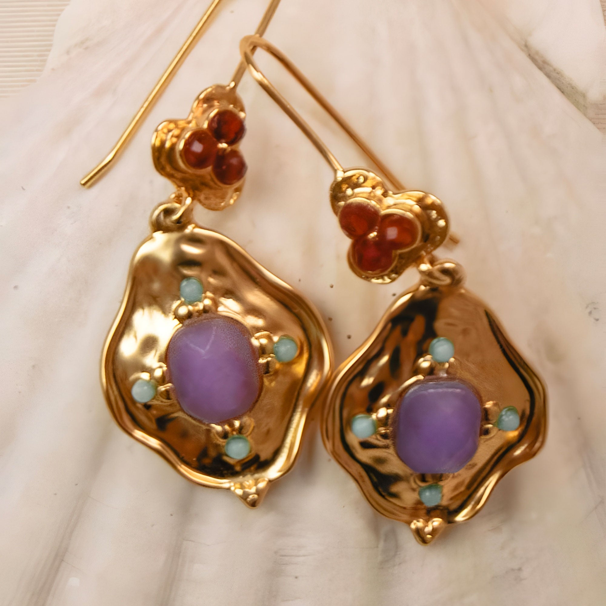 Alhaja Ohrringe Pitiusa Lila, vergoldet