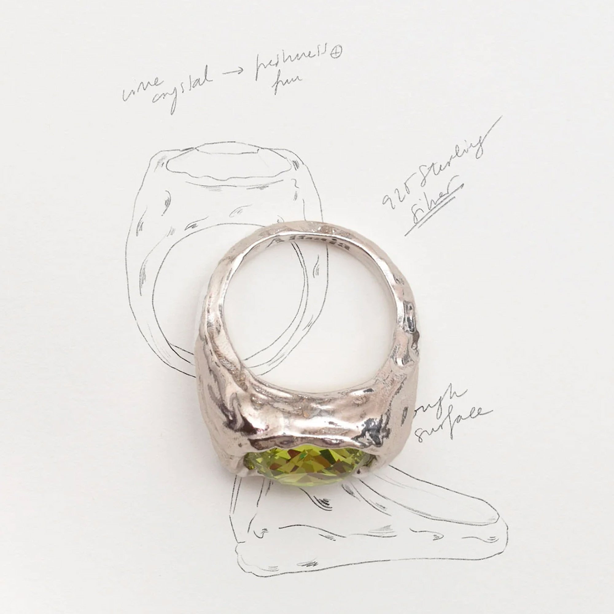 Alhaja Ring Amalfi, limette, Silber