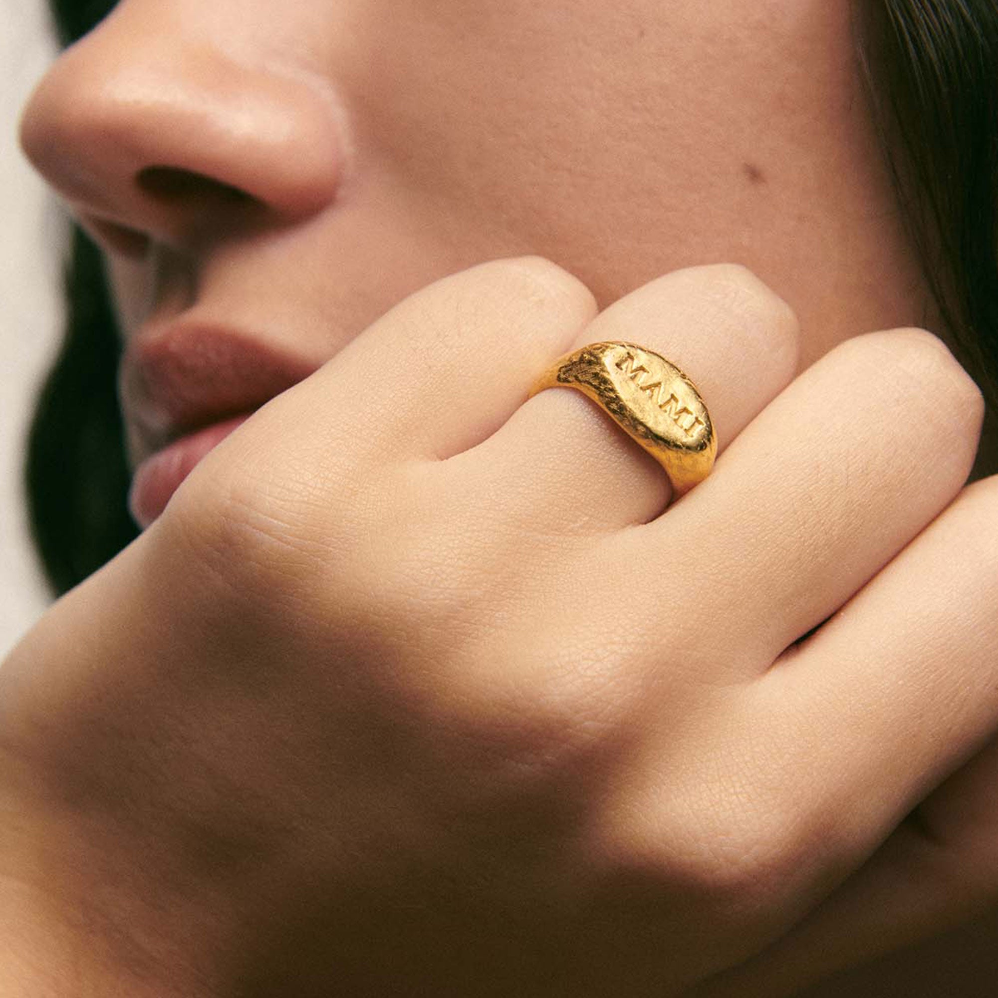 Alhaja Ring Mami Signet, vergoldet