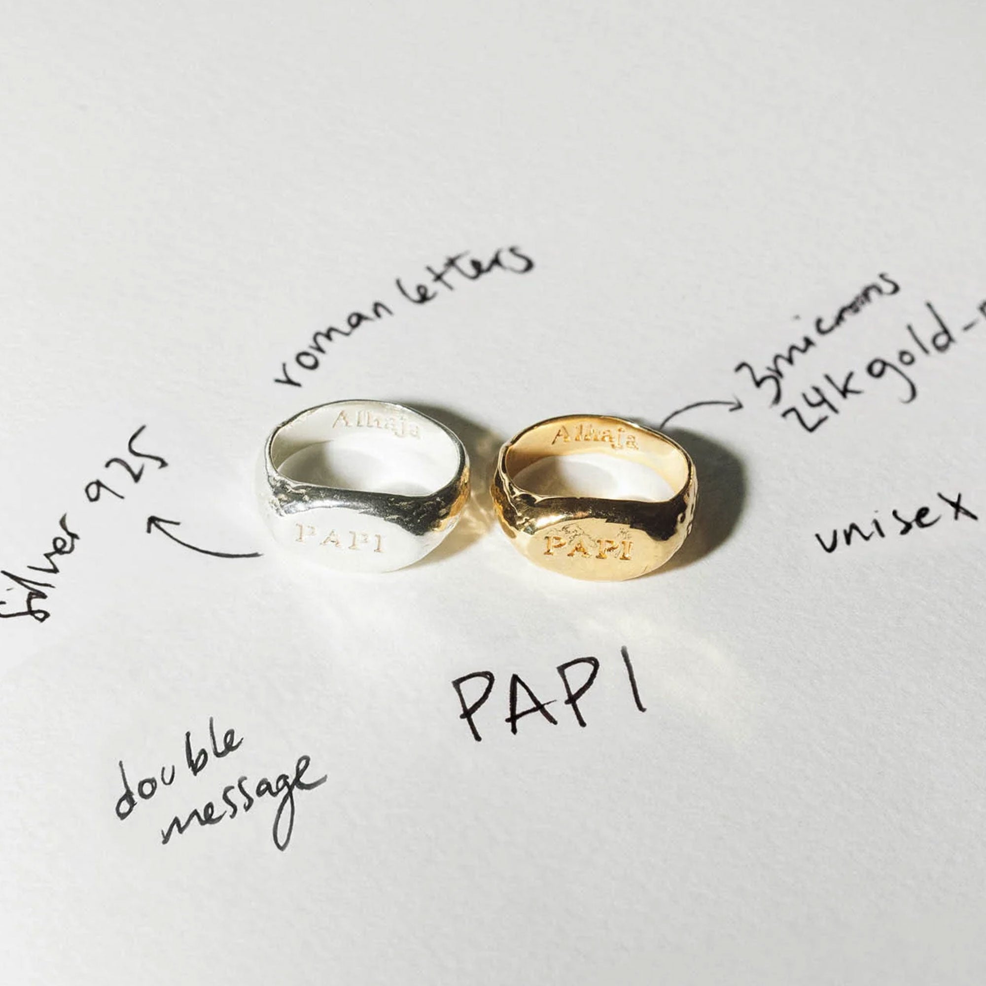 Alhaja Ring Papi Signet, Silber