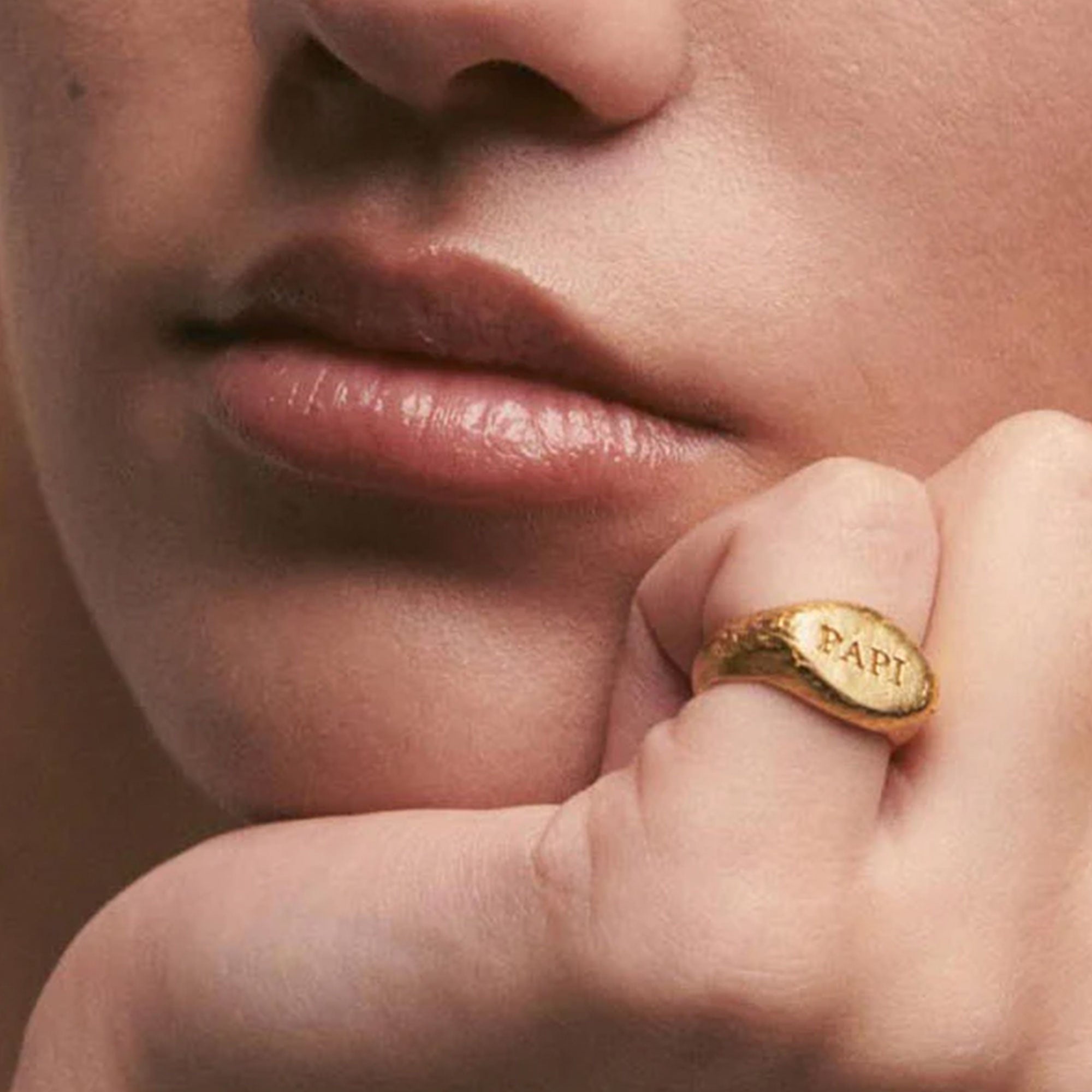 Alhaja Ring Papi Signet, vergoldet