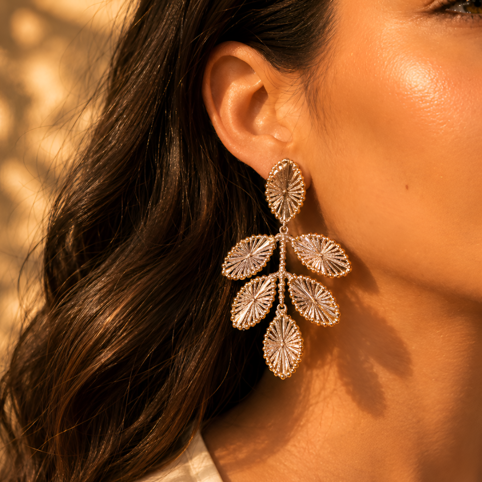LOTT.gioielli Ohrringe Beatrice, Flower Leaf, honey gold, L, vergoldet