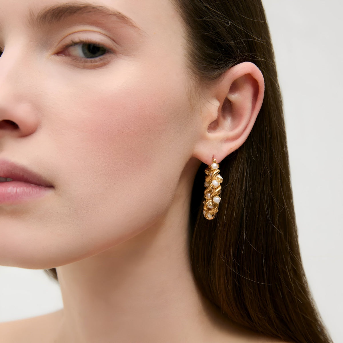 Gas Bijoux Creolen Eurydice, vergoldet Red Hematoid