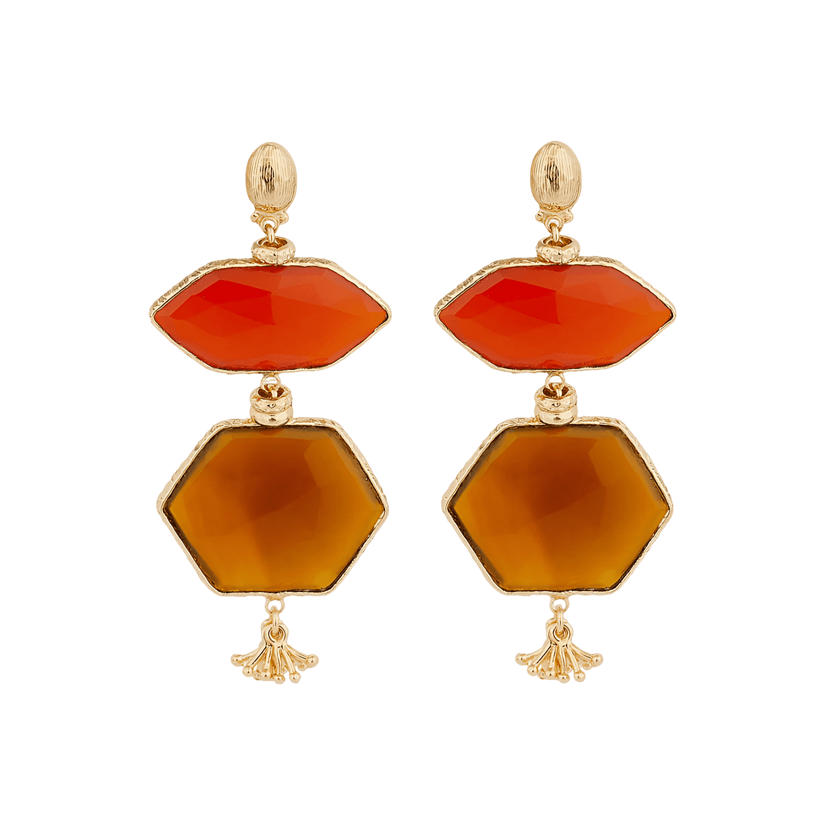 Gas Bijoux Ohrringe Silenza, Red & Yellow Calcite, vergoldet