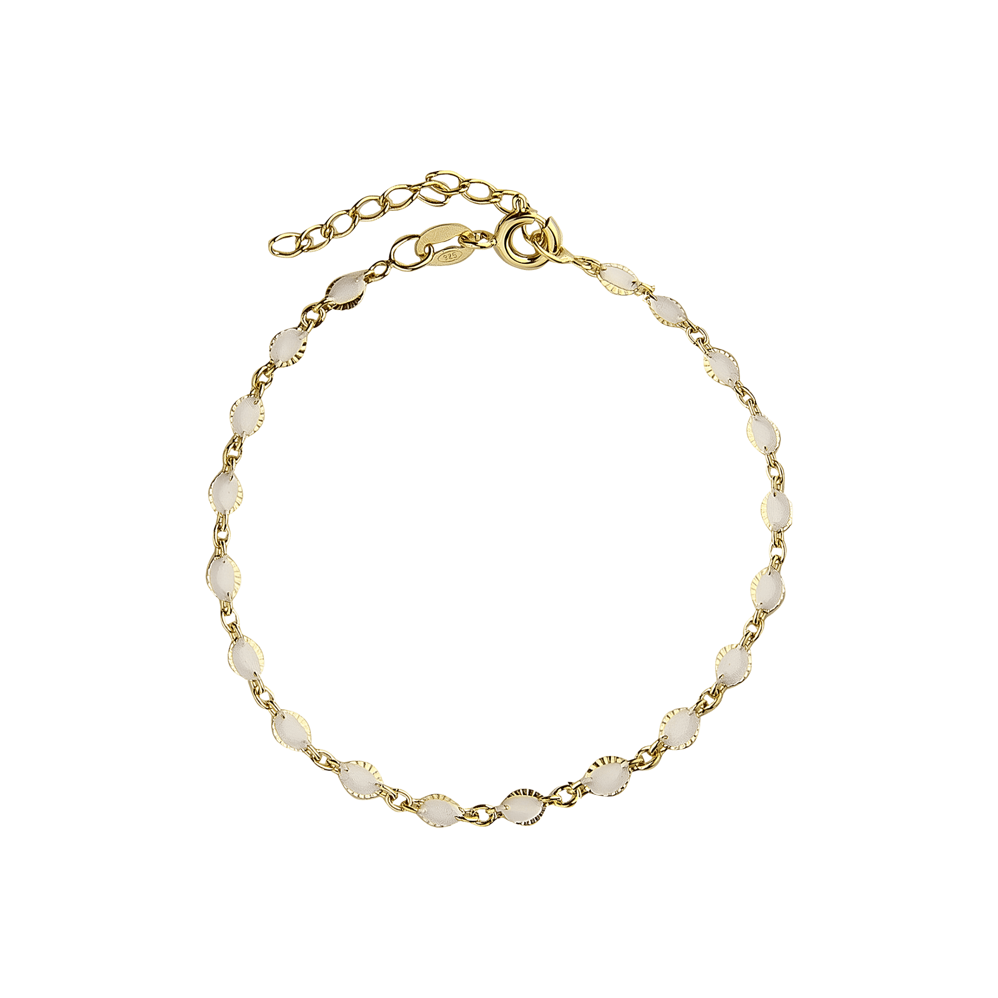 Jeberg Jewellery Armband Lily White Enamel, vergoldet