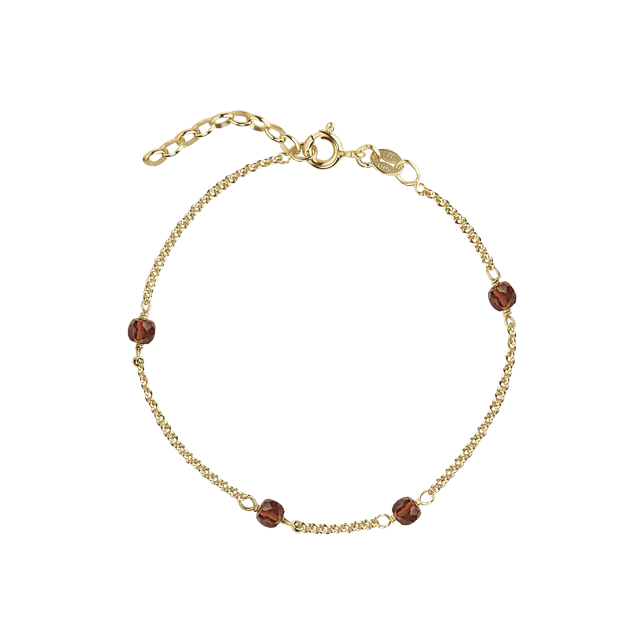 Jeberg Jewellery Armband Love Eye - Red Garnet, vergoldet