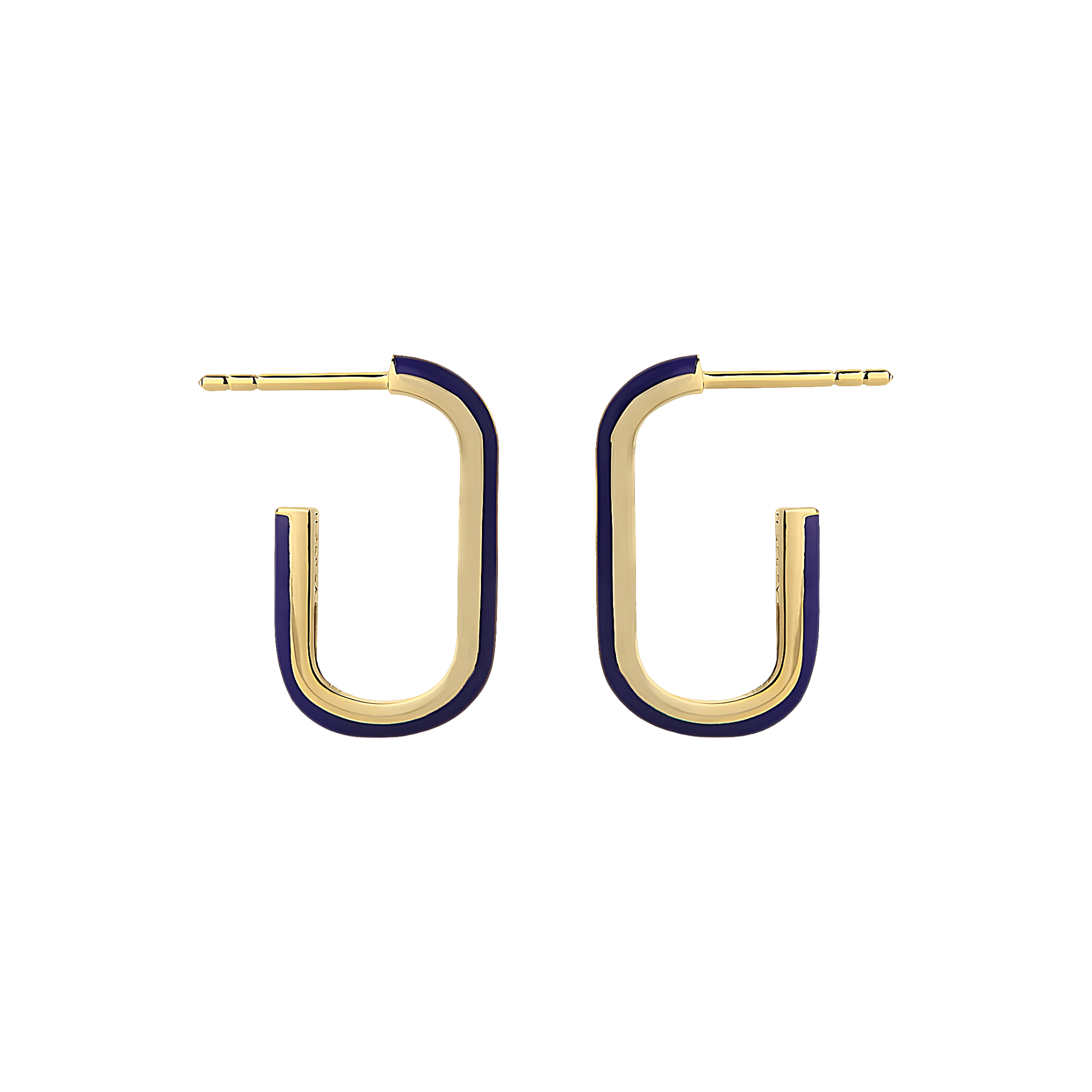 Jeberg Jewellery Creolen Oval Enamel Blue Hoops, vergoldet