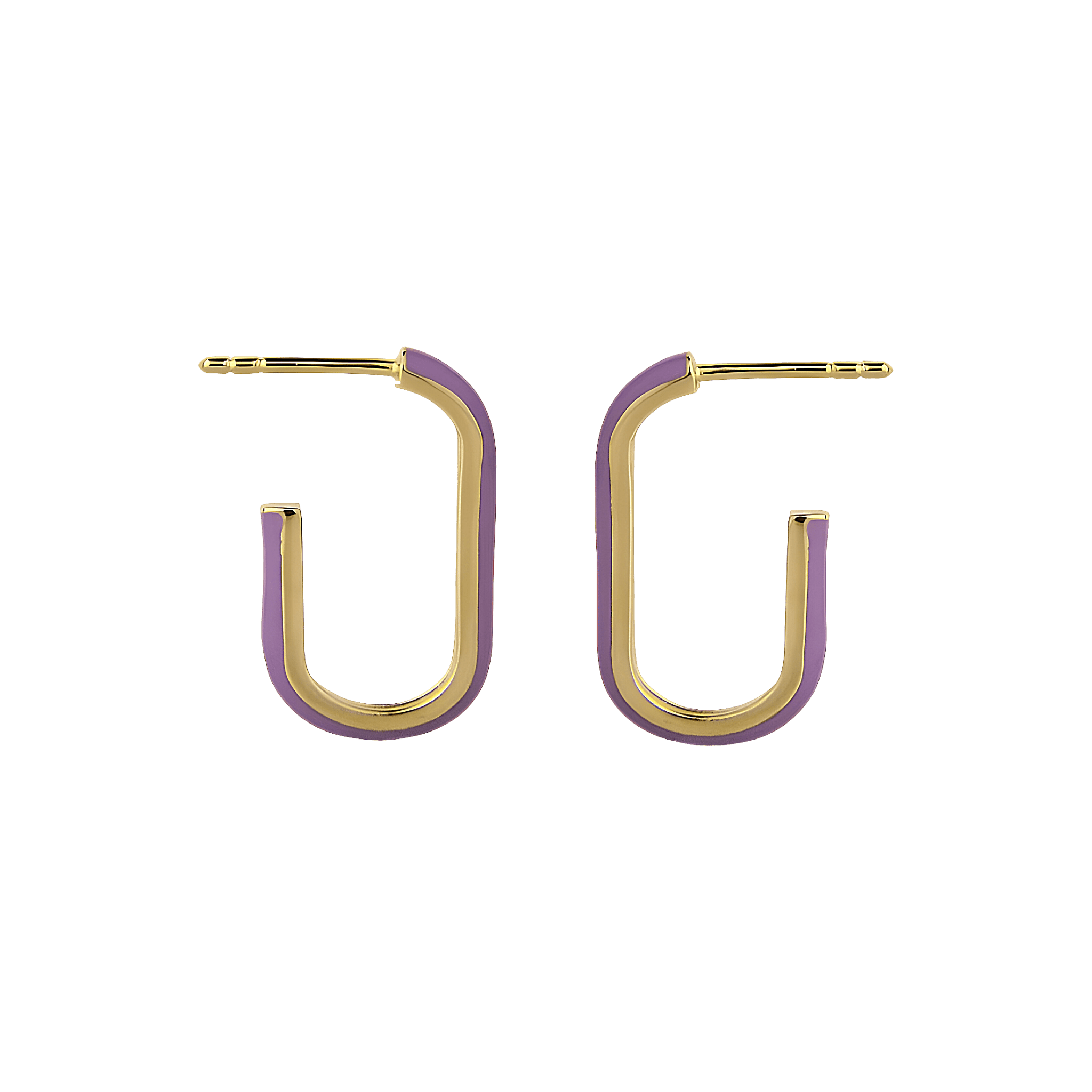 Jeberg Jewellery Creolen Oval Enamel Violet Hoops, vergoldet