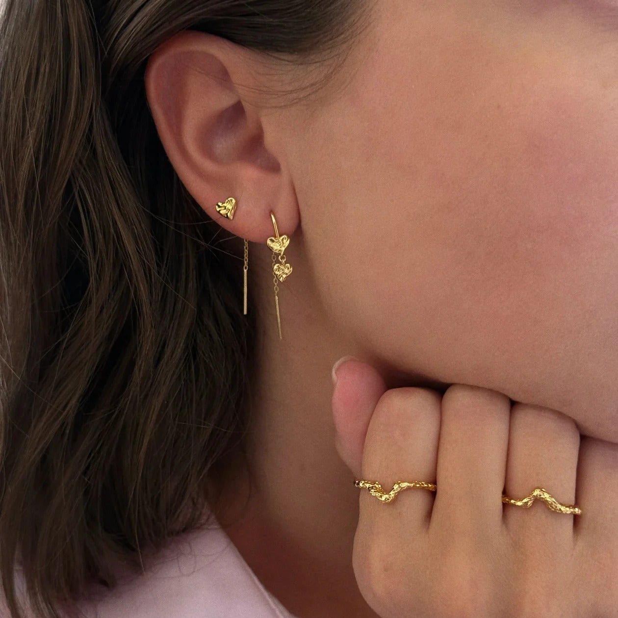 Jeberg Jewellery Ohrringe Cherish Chain, vergoldet