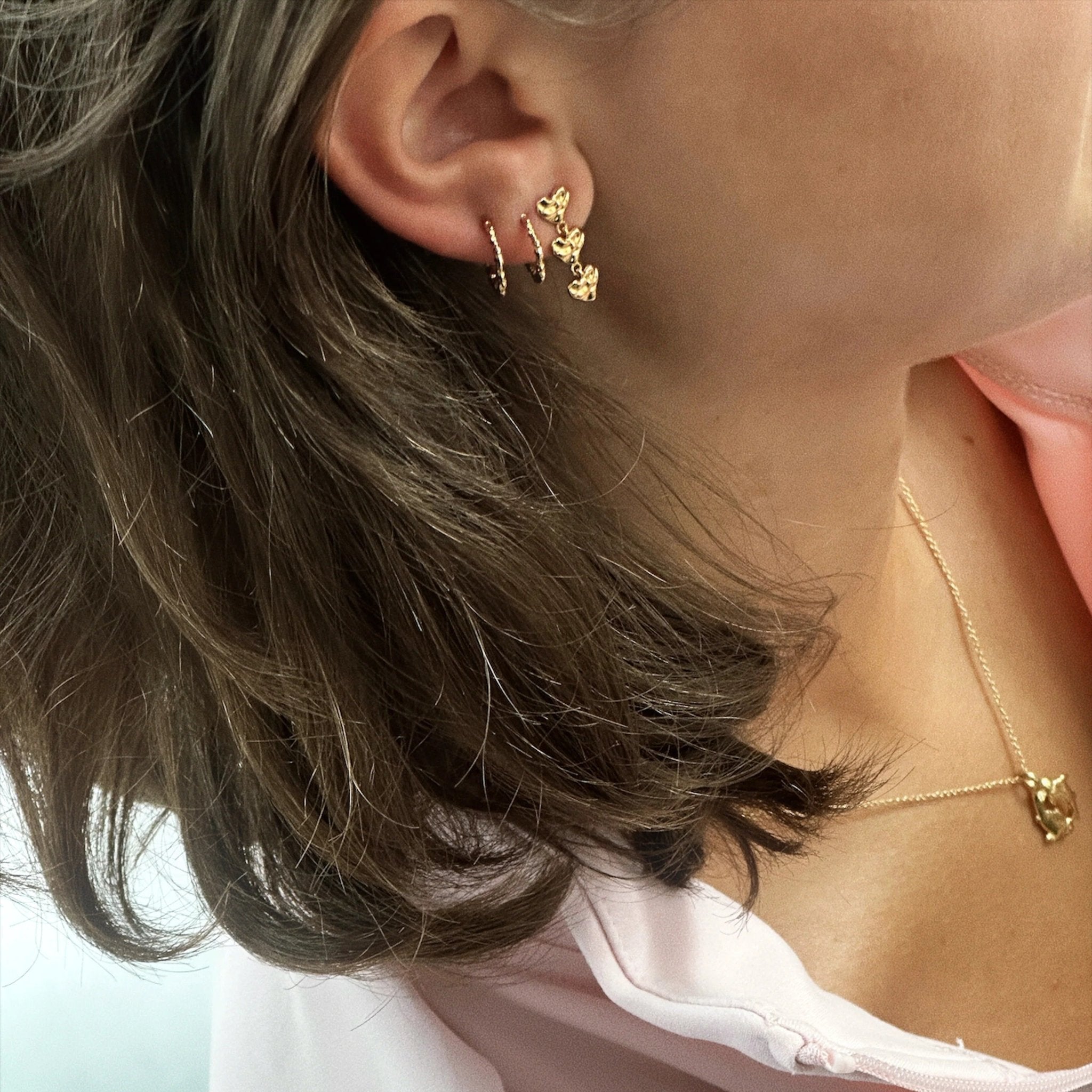 Jeberg Jewellery Ohrringe Heart Trio, vergoldet