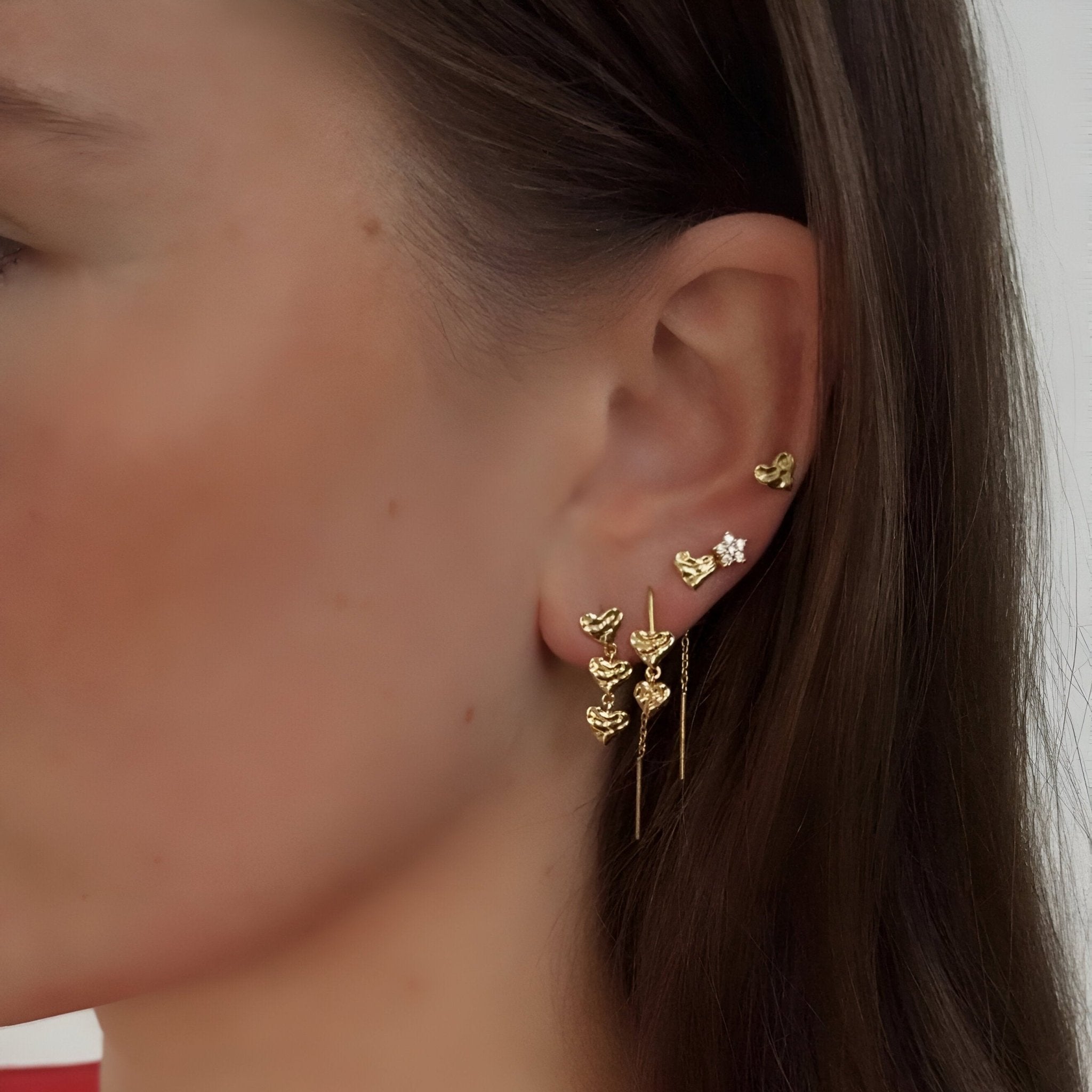 Jeberg Jewellery Ohrringe Heart Trio, vergoldet