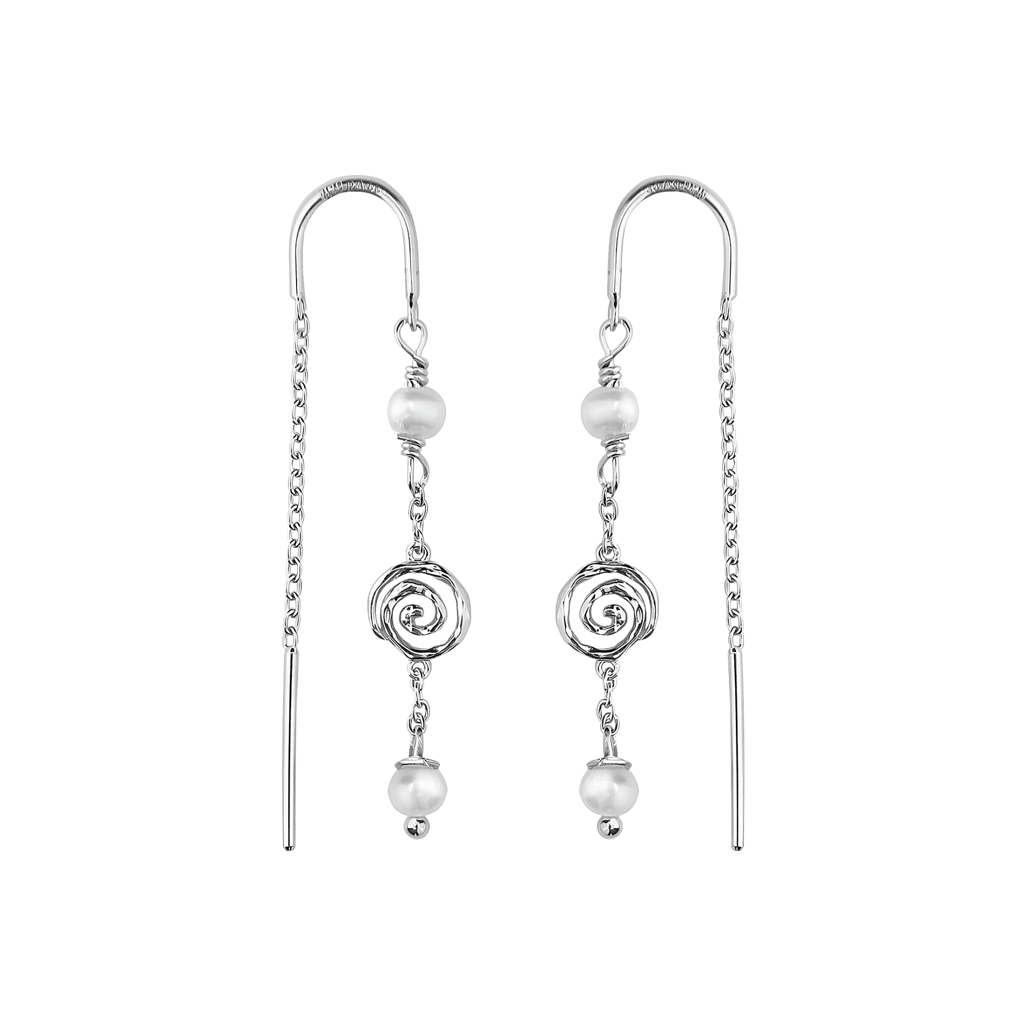 Jeberg Jewellery Ohrringe Pirouette Pearl Chain, Silber