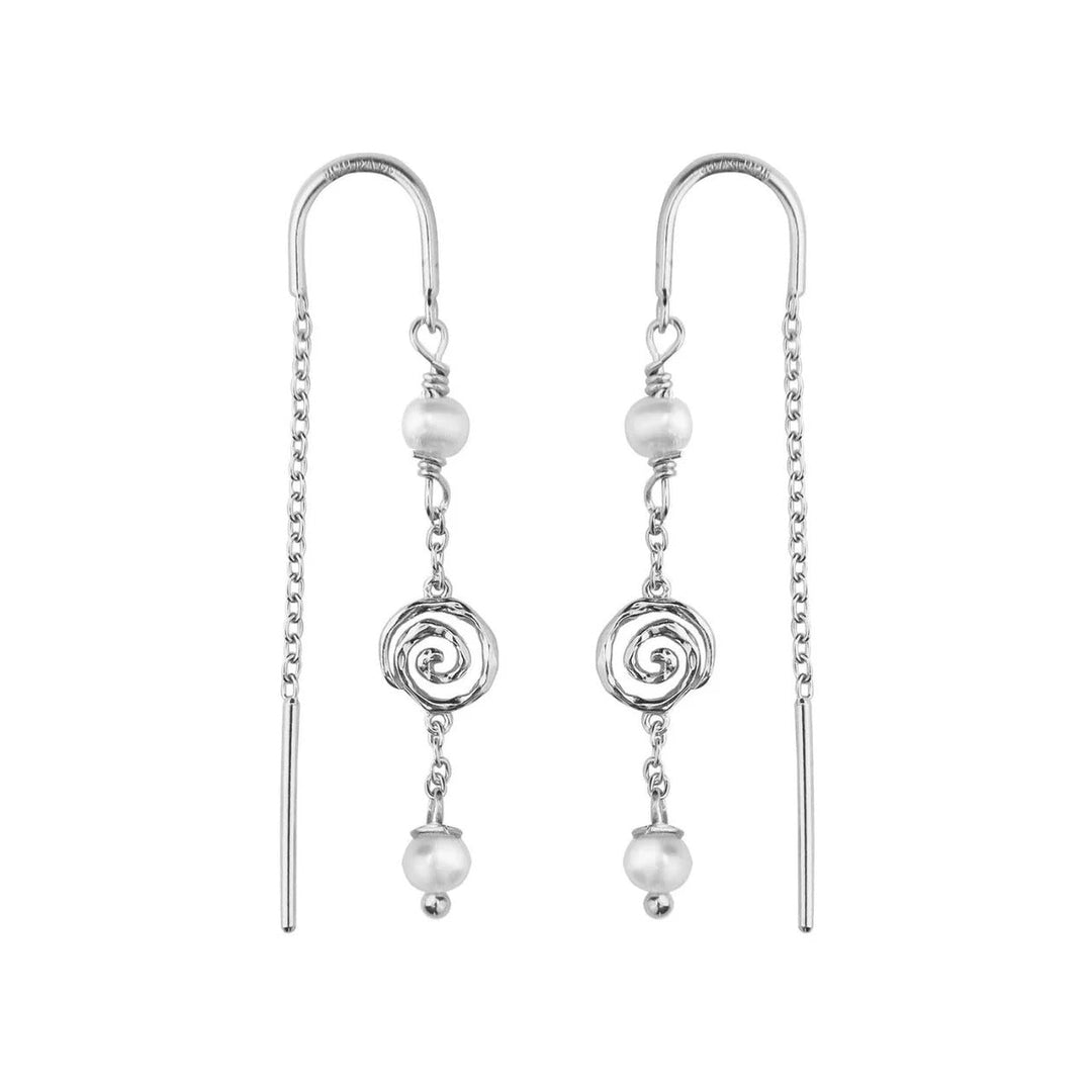 Jeberg Jewellery Ohrringe Pirouette Pearl Chain, Silber