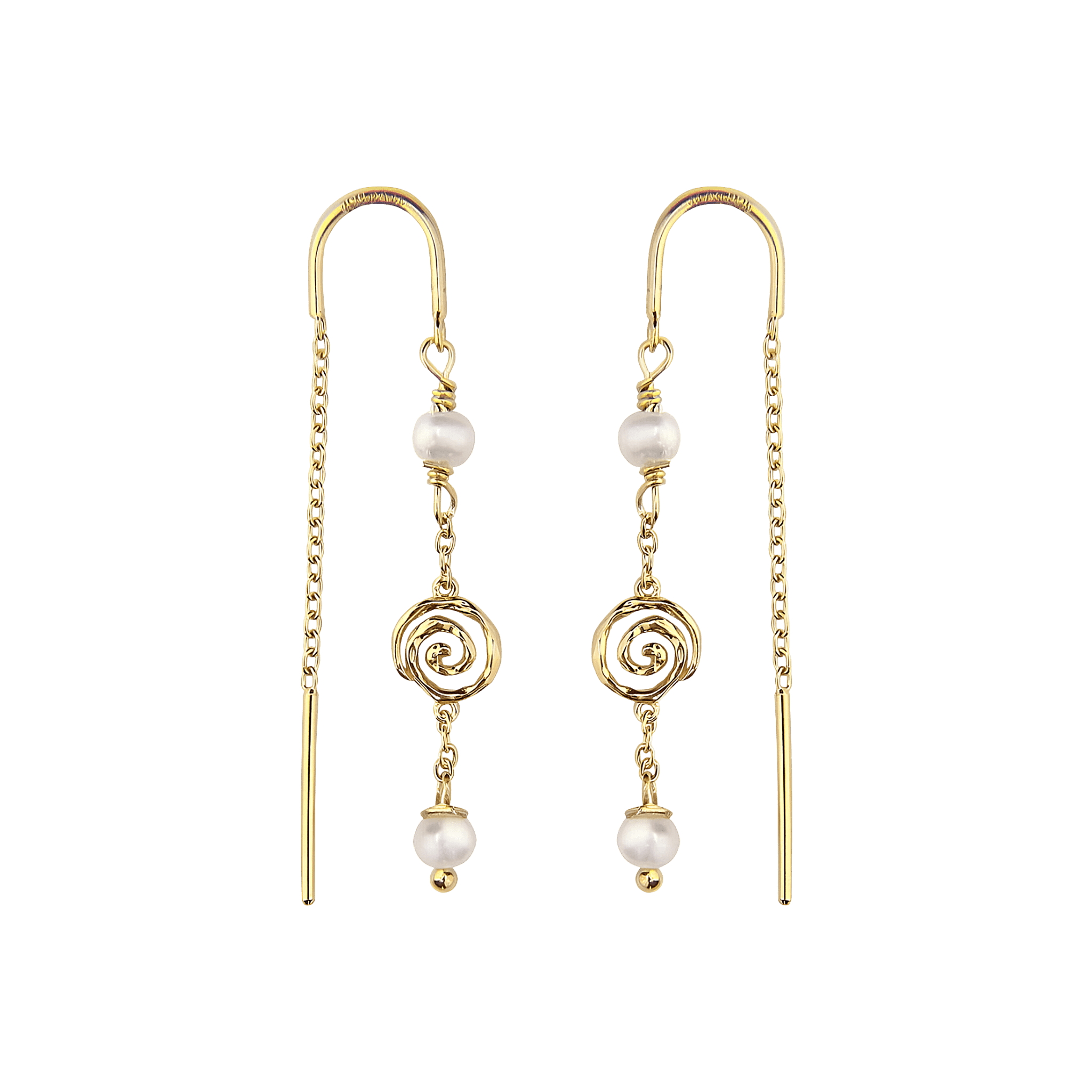 Jeberg Jewellery Ohrringe Pirouette Pearl Chain, vergoldet