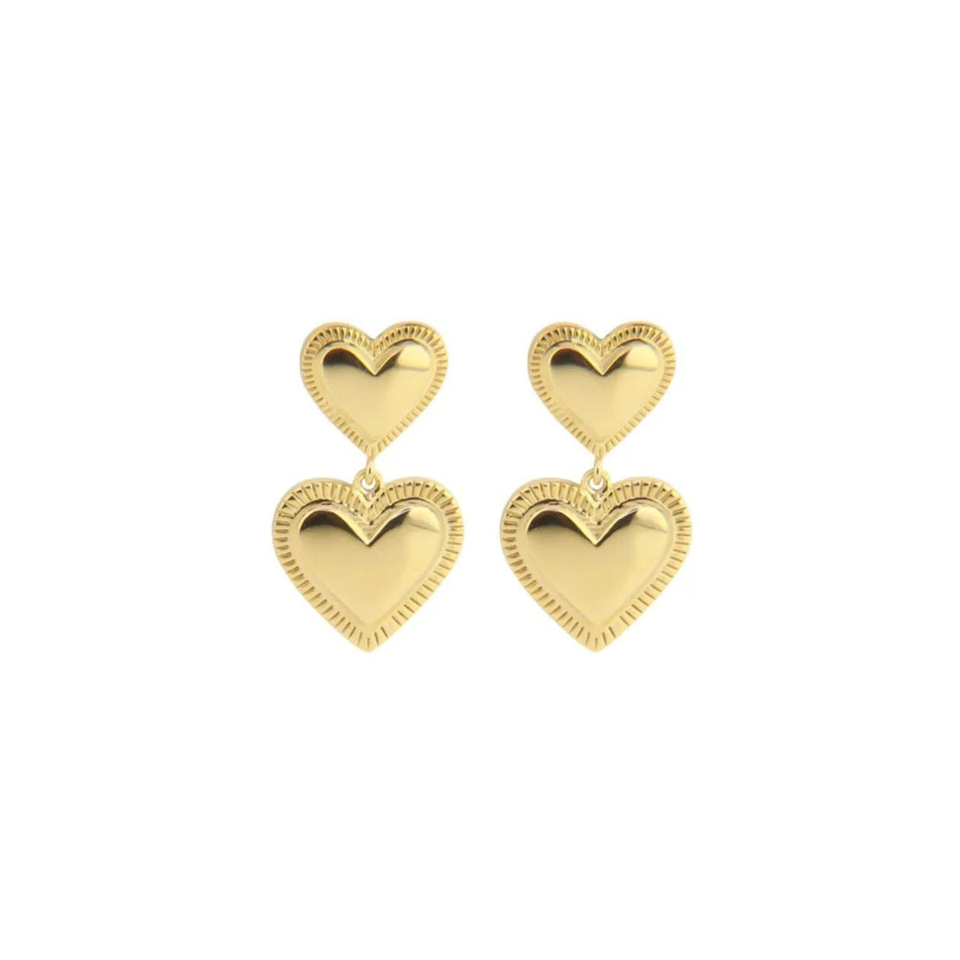 Jeberg Jewellery Ohrringe Rouge Noir Plain Heart, vergoldet