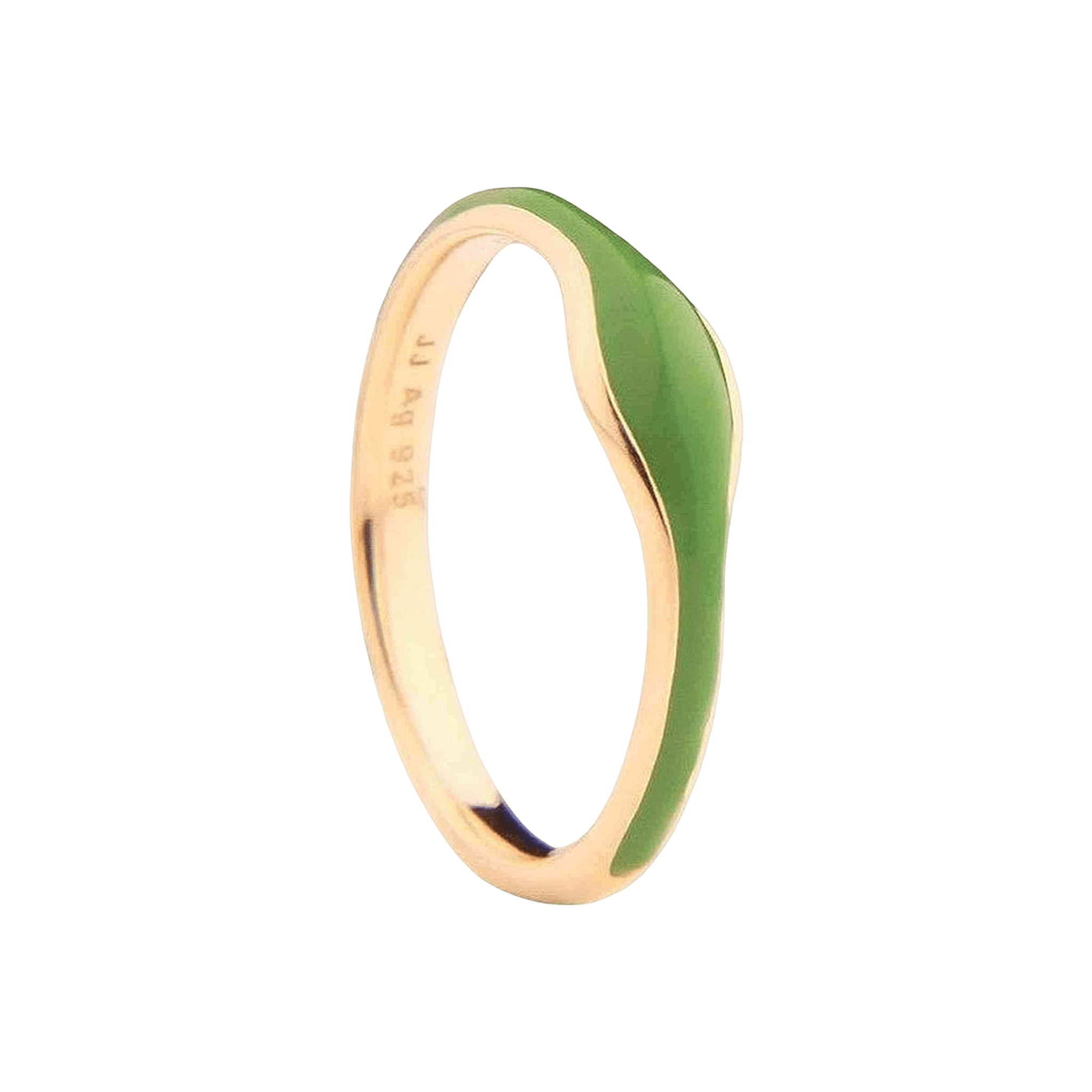 Jeberg Jewellery Ring Balance Enamel Green, vergoldet