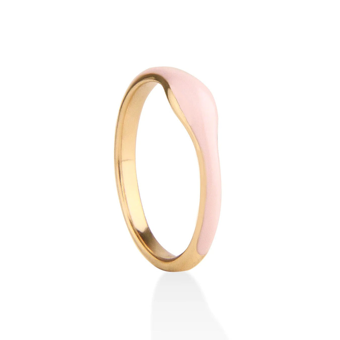 Jeberg Jewellery Ring Balance Enamel Nude, vergoldet