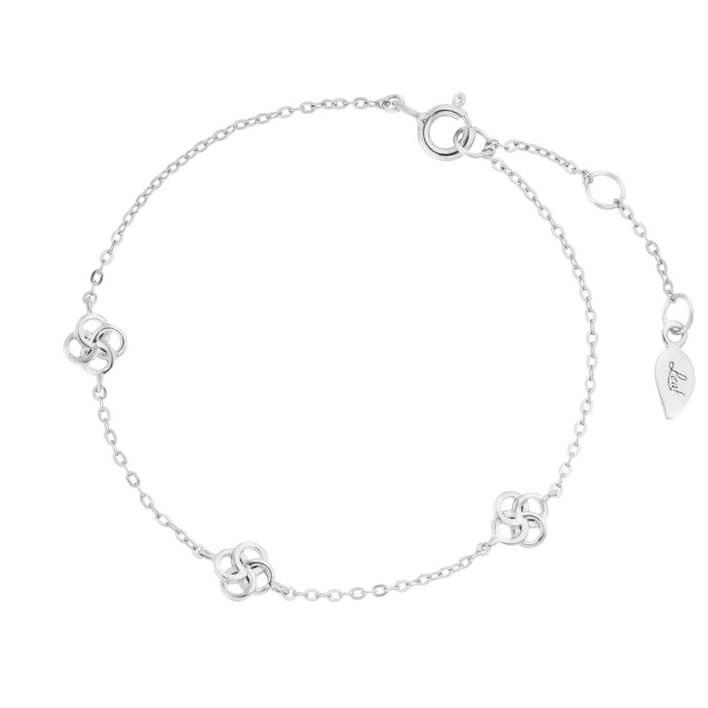 Leaf Armband Clover Charm, Silber