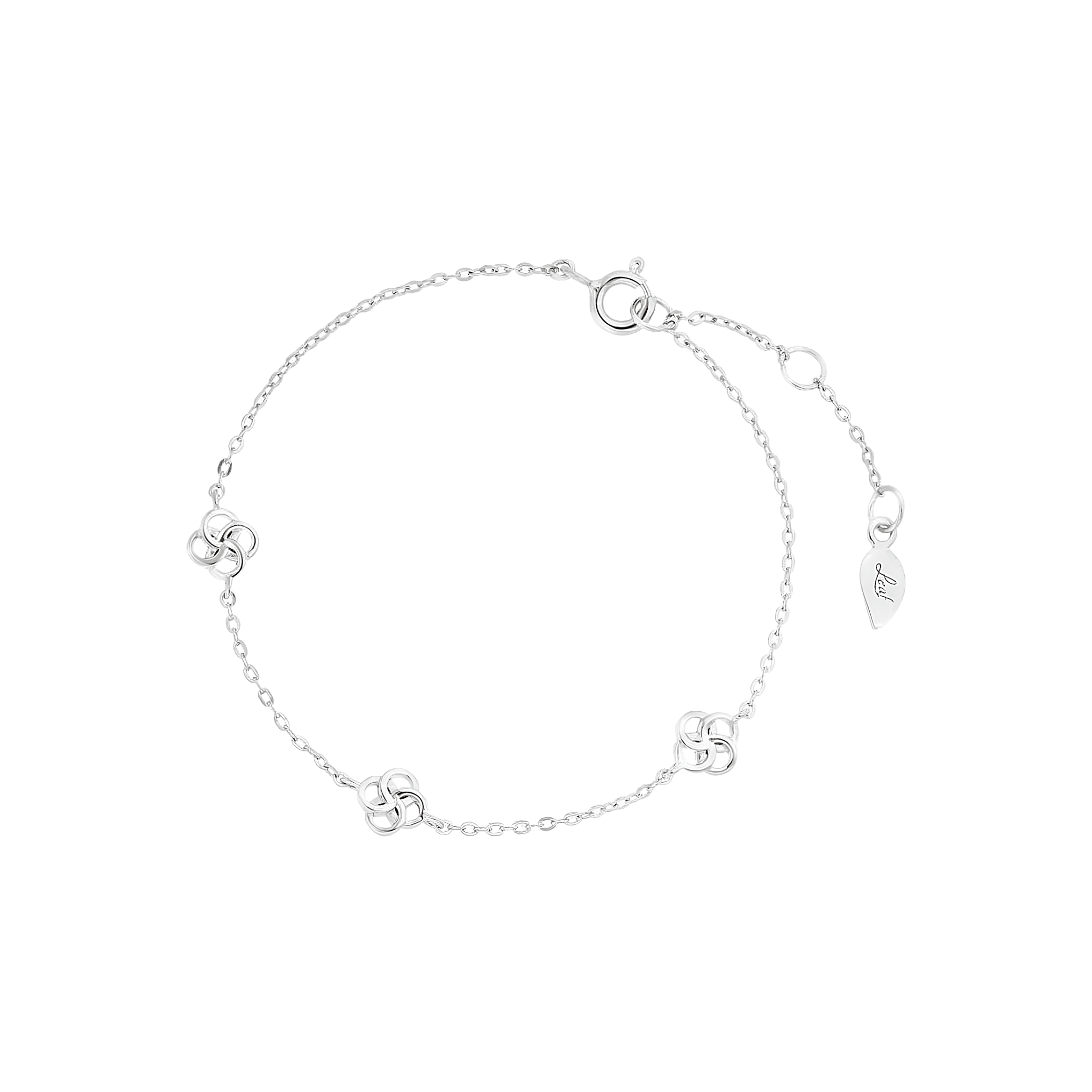 Leaf Armband Clover Charm, Silber