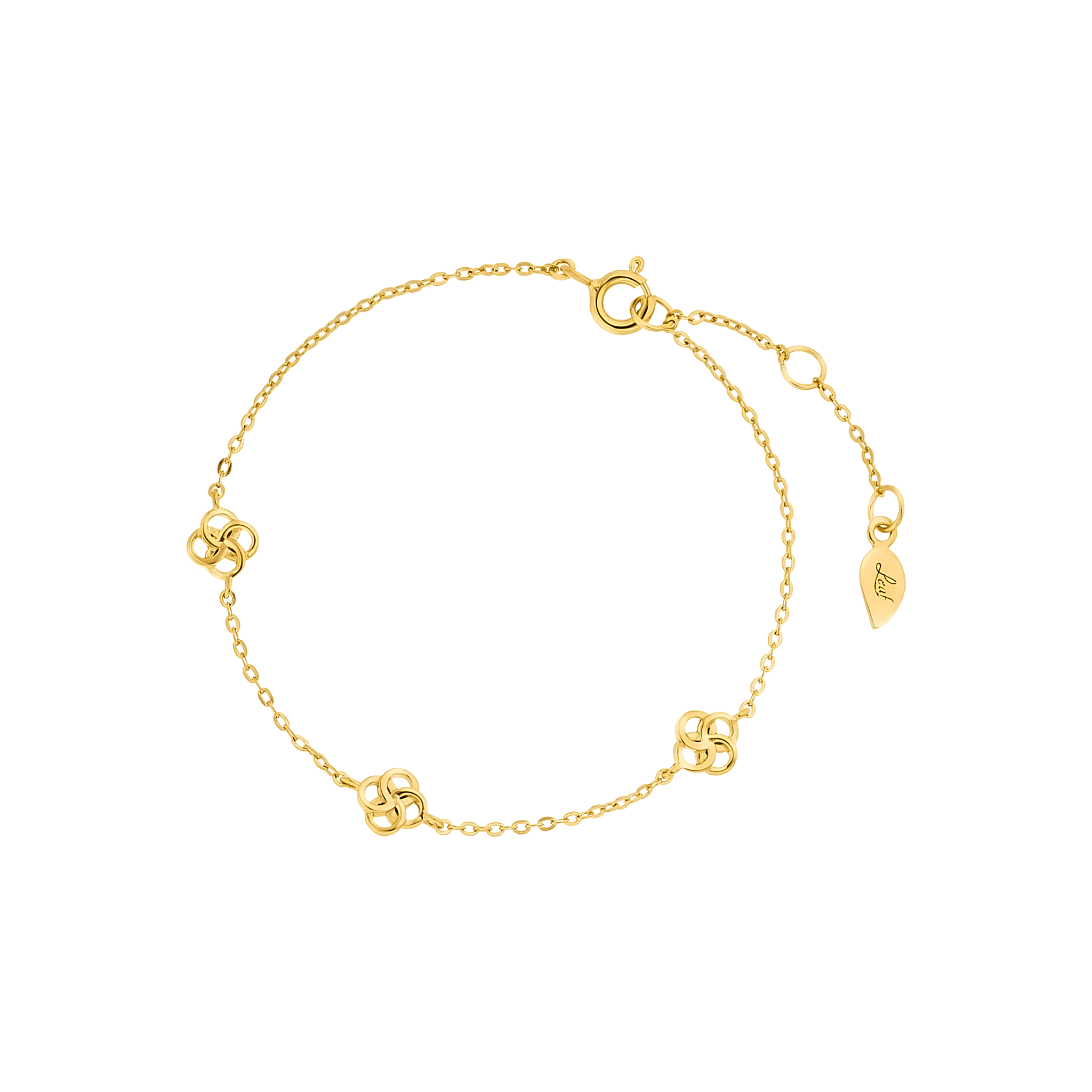 Leaf Armband Clover Charm, vergoldet