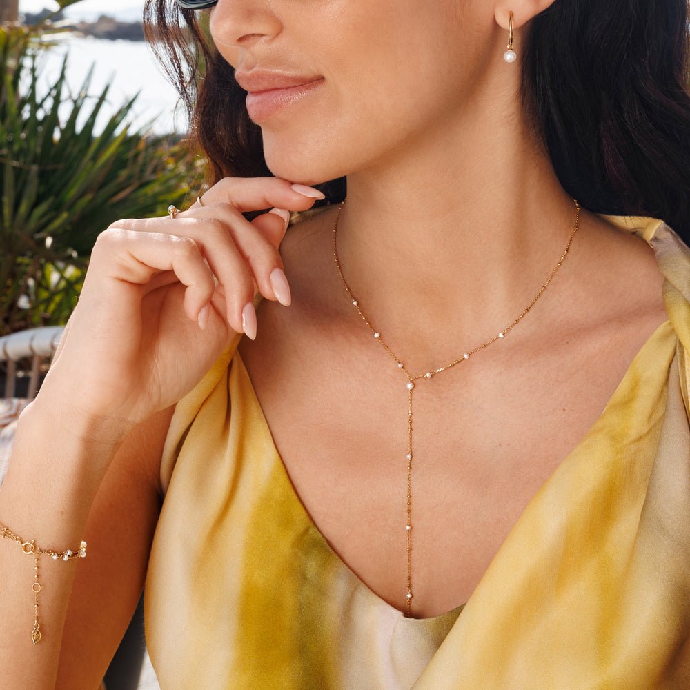 Leaf Armband Flying Pearls, 3 reihig, vergoldet