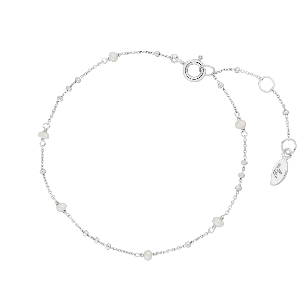 Leaf Armband Flying Pearls, Silber
