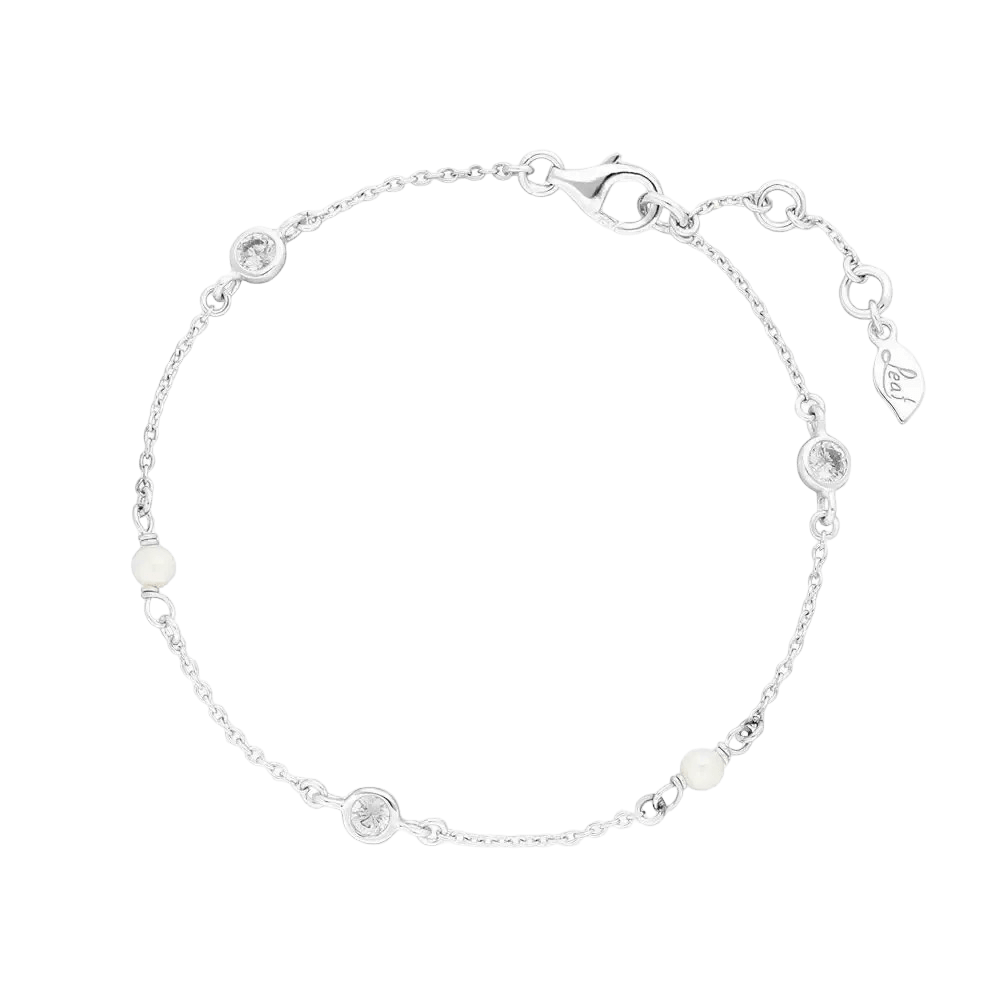 Leaf Armband Pure, Perle, Silber