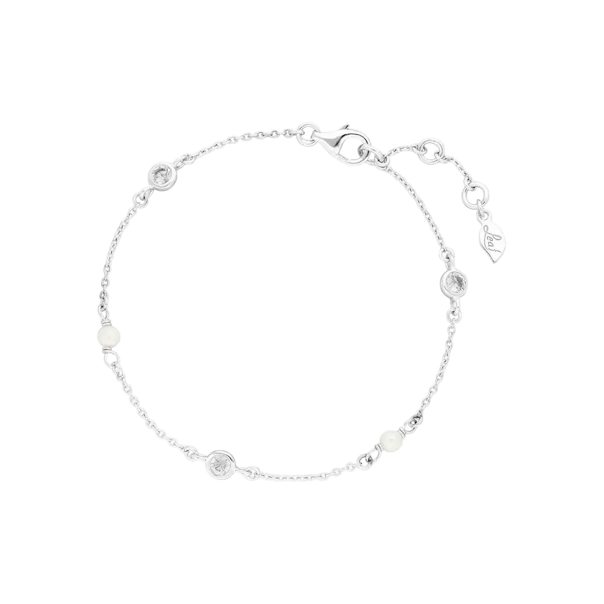 Leaf Armband Pure, Perle, Silber