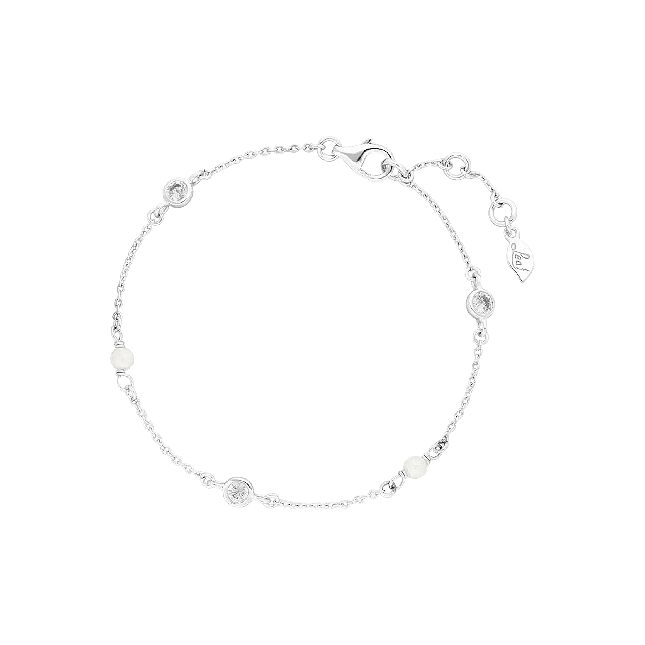 Leaf Armband Pure, Perle, Silber