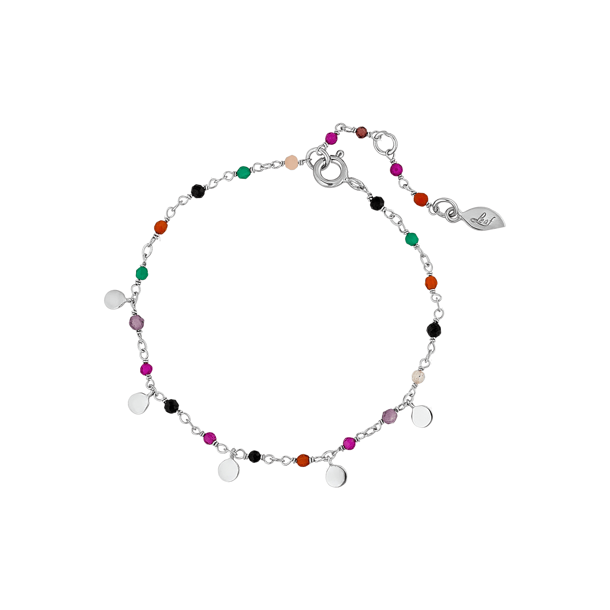 Leaf Armband Rainbow, Single, Mix, Silber