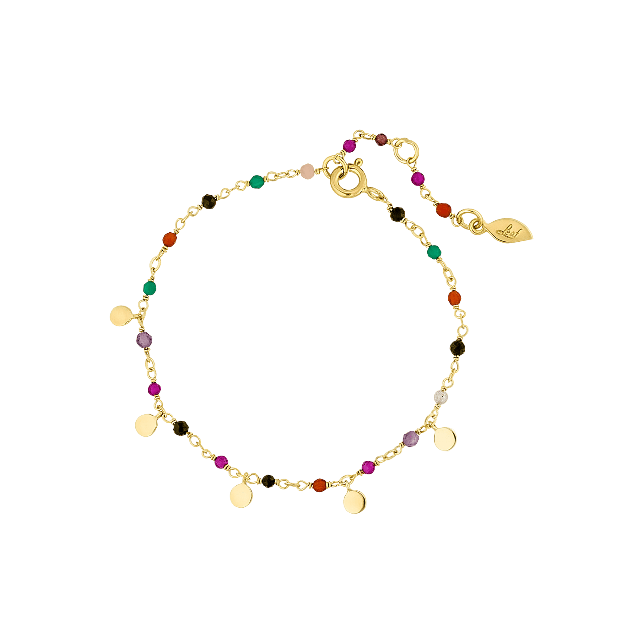 Leaf Armband Rainbow, Single, Mix, vergoldet