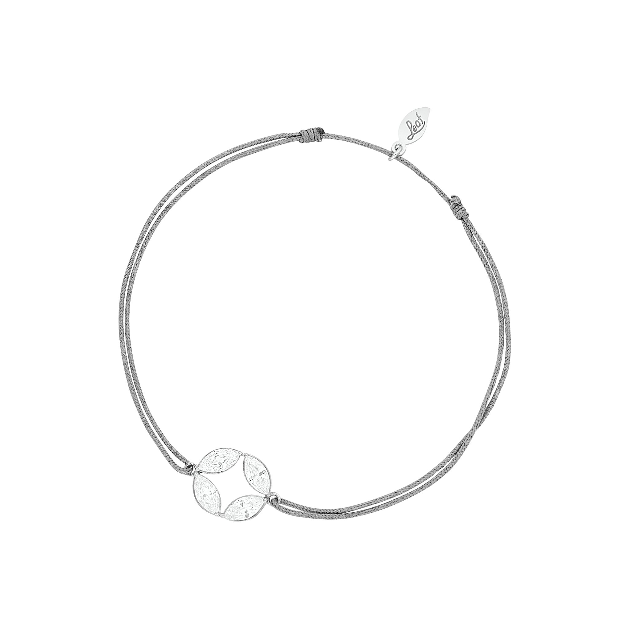 Leaf Armband Round Flower, grau, Silber